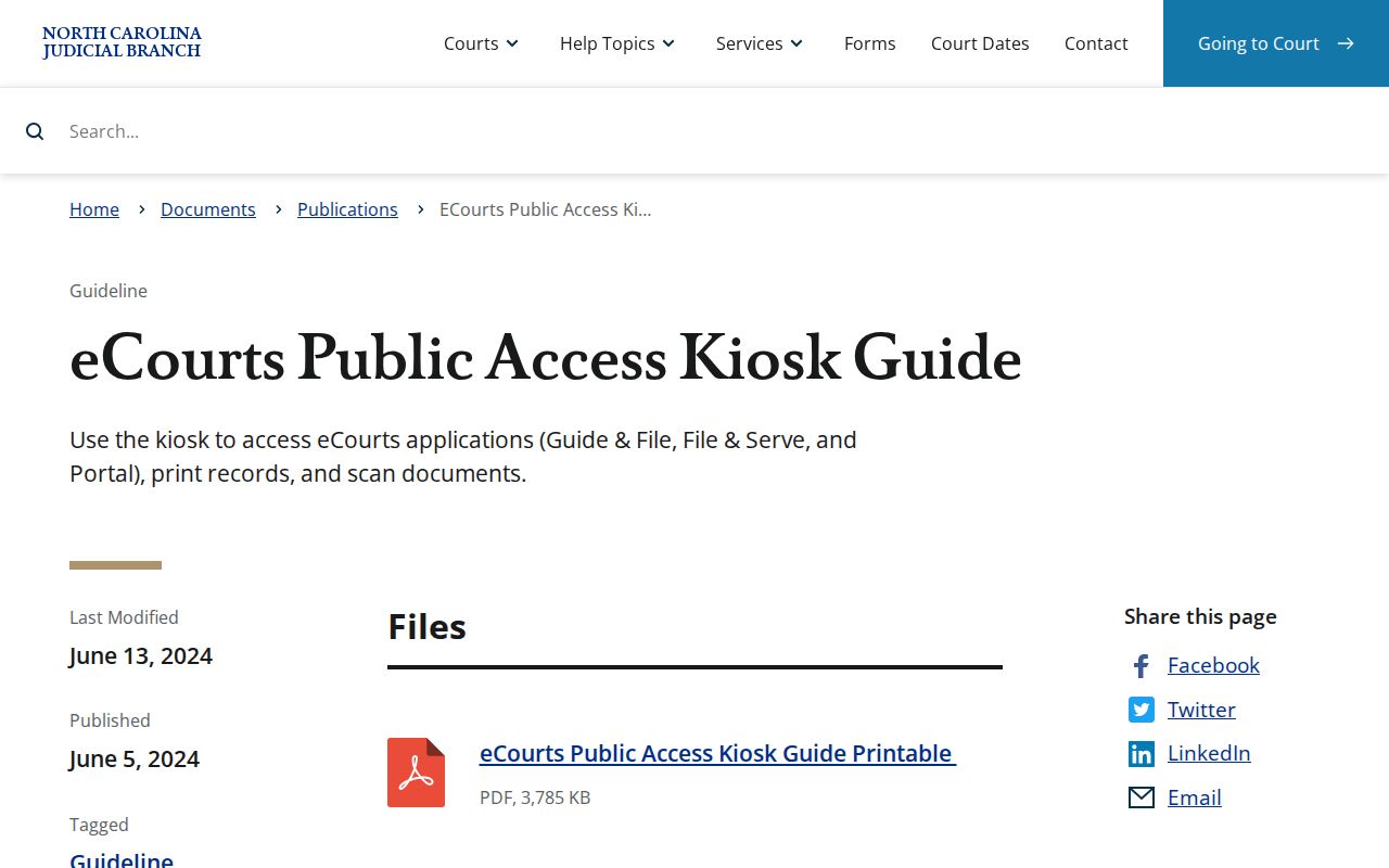 Hoke County court record public-access kiosk guidance