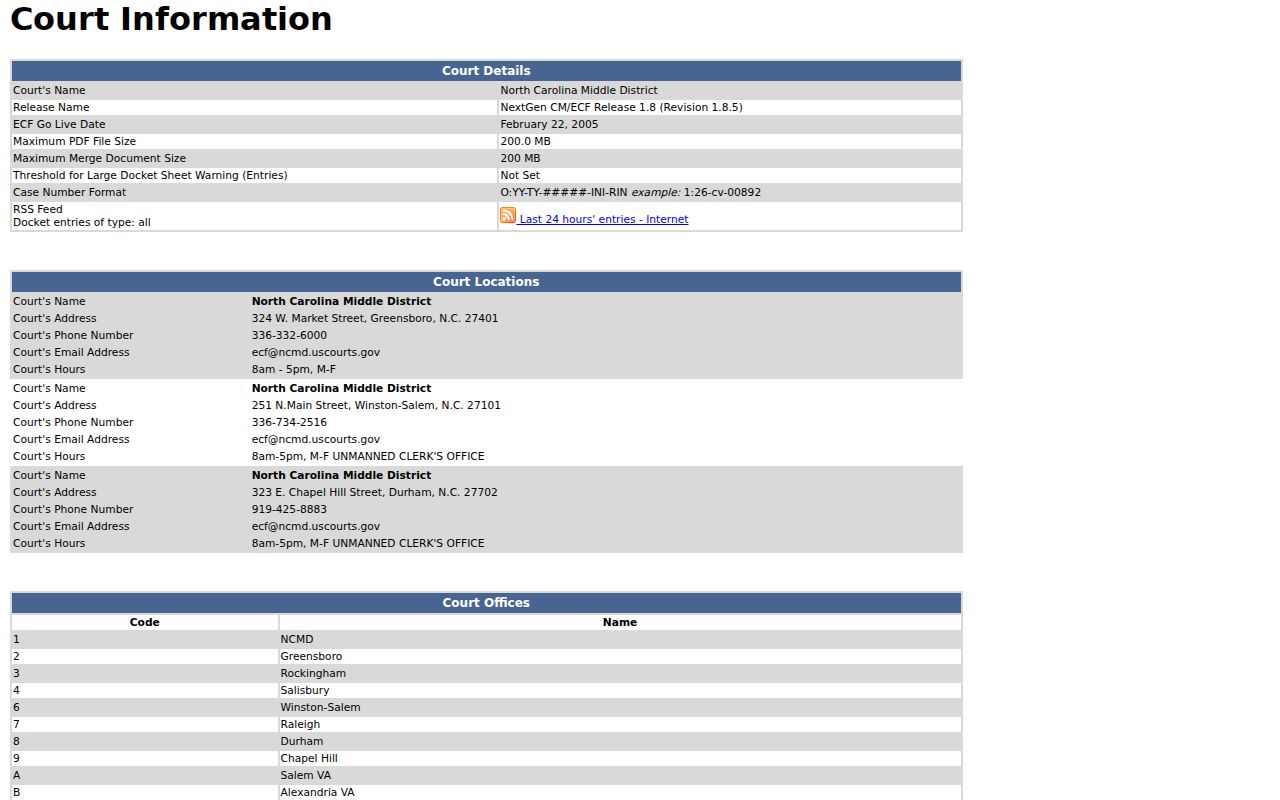 Hoke County court record federal CM ECF contrast