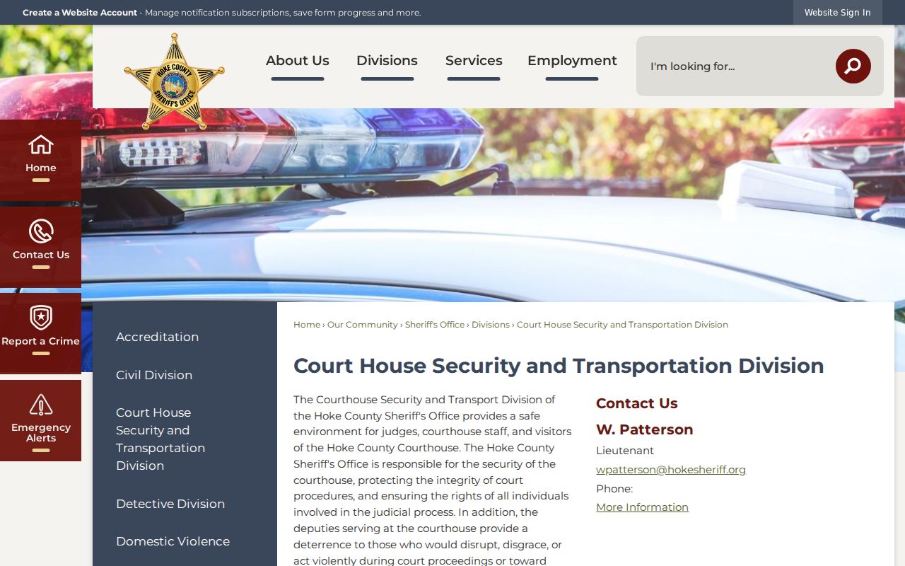 Hoke County court docket courthouse security and access
